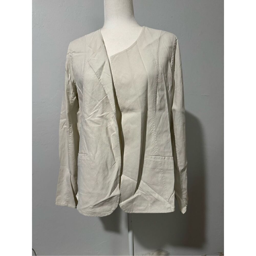 Eileen Fisher light weight linen blend open front blazer M